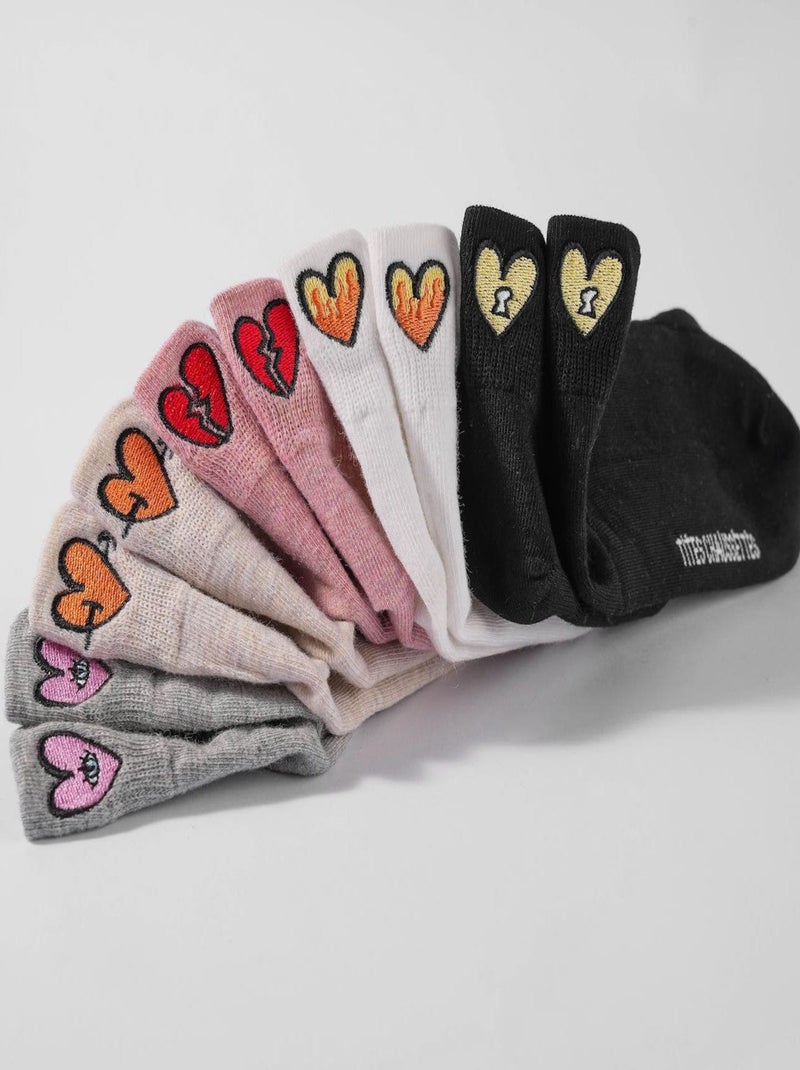 Lot de 5 Chaussettes Languette Cœur Multicolore - Kiabi