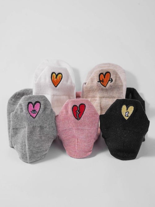 Lot de 5 Chaussettes Languette Cœur - Kiabi