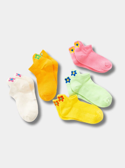 Lot de 5 Chaussettes Languette Fleur Colorée Enfants - Kiabi