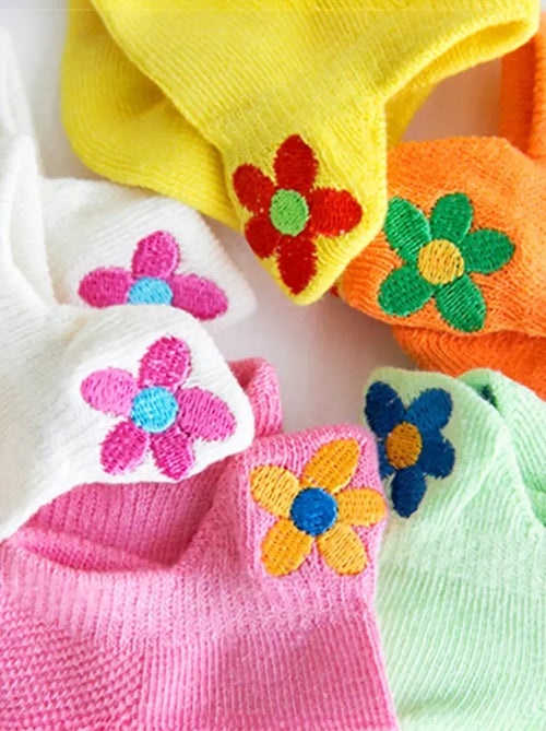 Lot de 5 Chaussettes Languette Fleur Colorée Enfants - Kiabi