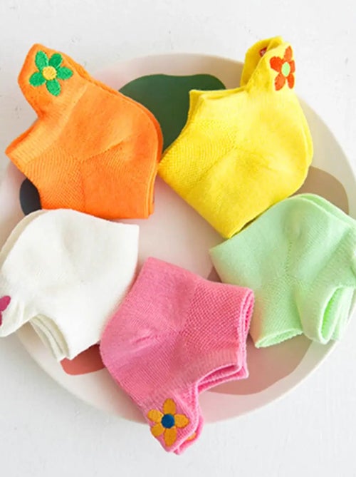 Lot de 5 Chaussettes Languette Fleur Colorée Enfants - Kiabi