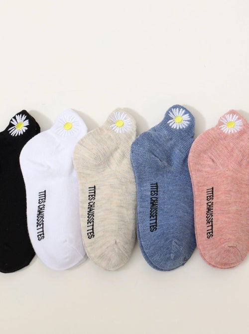 Lot de 5 Chaussettes Languette Fleur Enfants - Kiabi