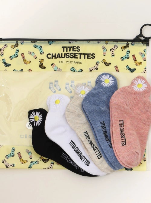 Lot de 5 Chaussettes Languette Fleur Enfants - Kiabi
