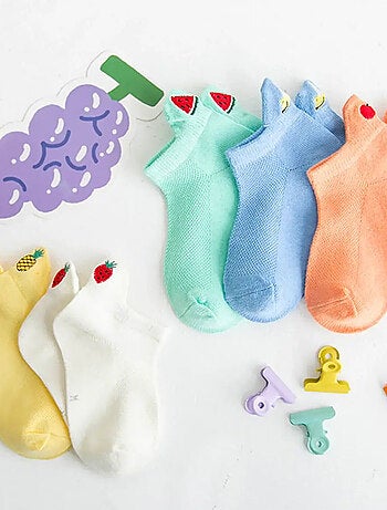 Lot de 5 Chaussettes Languette Fruit Enfants