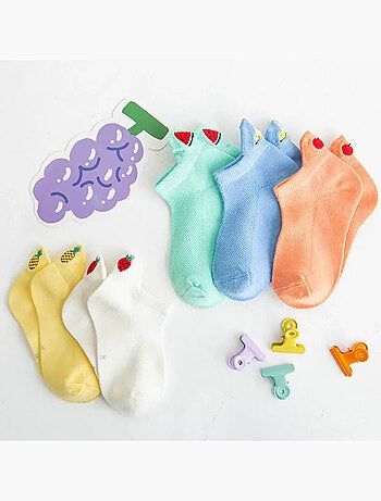 Lot de 5 Chaussettes Languette Fruit Enfants