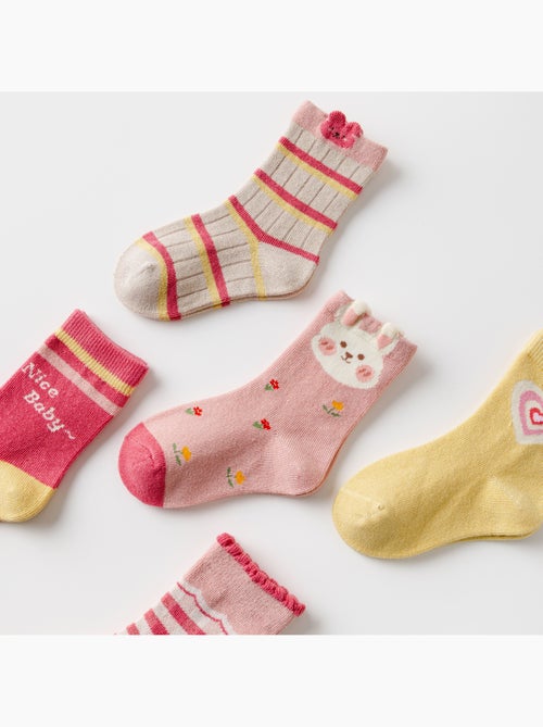 Lot de 5 Chaussettes Lapin Rose Enfants - Kiabi