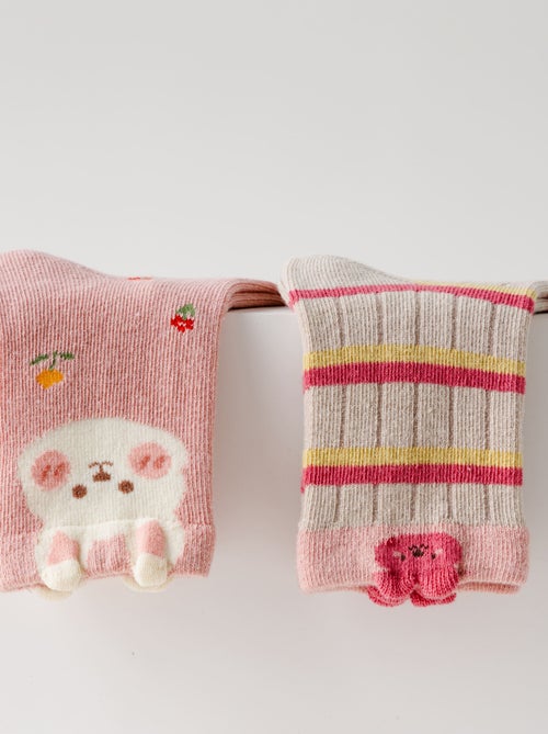Lot de 5 Chaussettes Lapin Rose Enfants - Kiabi