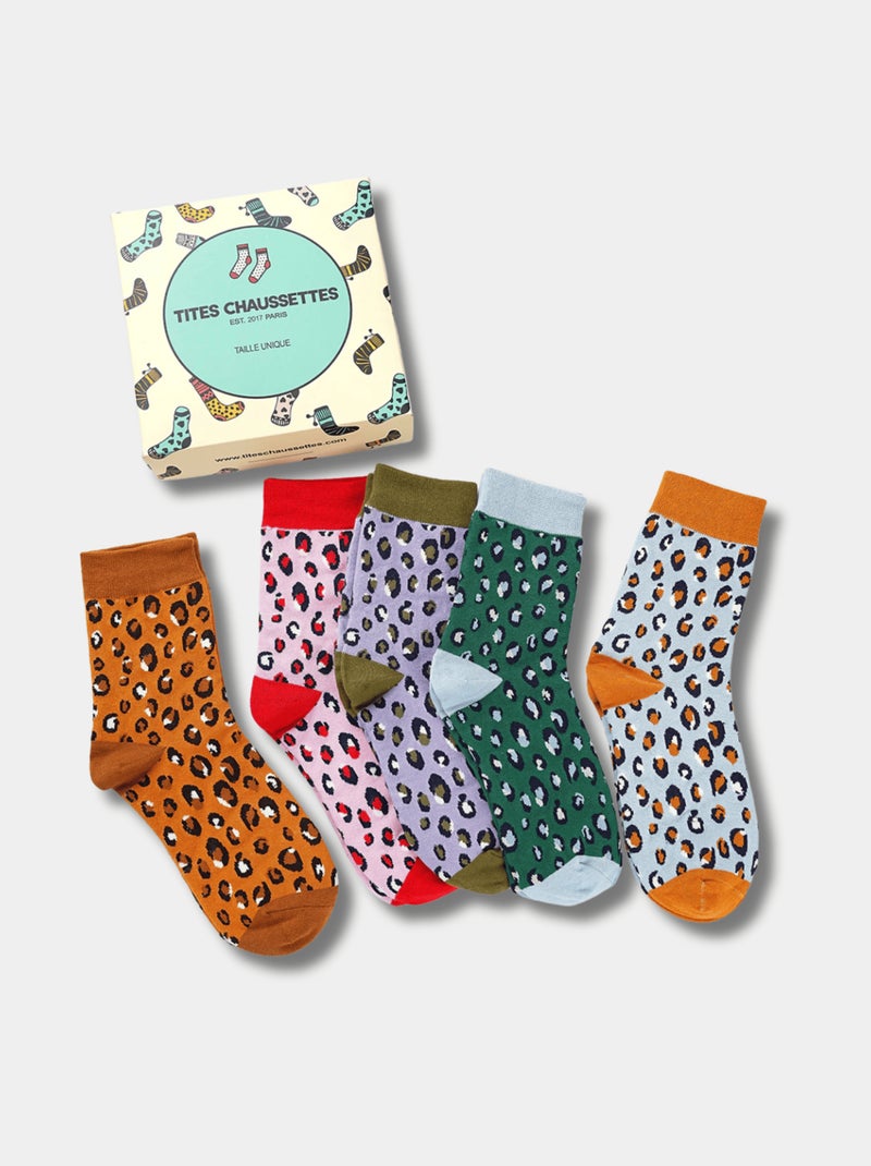 VERTBAUDET Lot De 5 Paires De Chaussettes « Léopard » Fille
