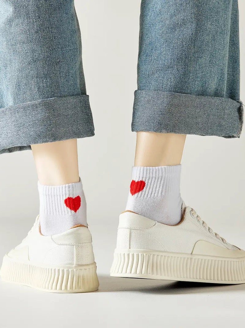 Lot de 5 Chaussettes Mi-Hautes Coeur Talon Multicolore - Kiabi