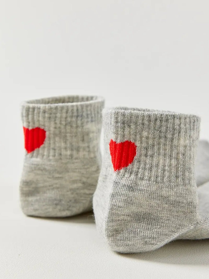 Lot de 5 Chaussettes Mi-Hautes Coeur Talon Multicolore - Kiabi
