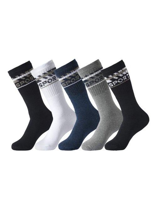 Lot de 5 Chaussettes Mi-Hautes Sport   - ATLAS FOR MEN - Kiabi