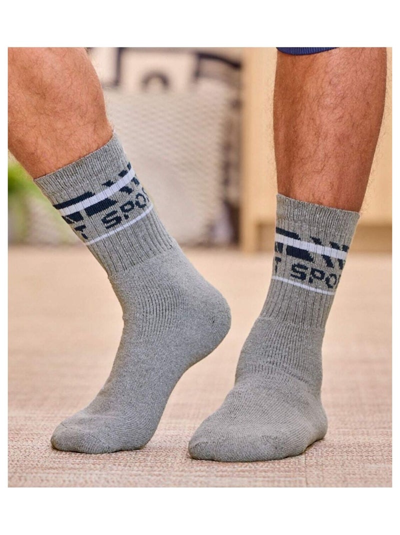 Lot de 5 Chaussettes Mi-Hautes Sport   - ATLAS FOR MEN Blanc Bleu marine Noir - Kiabi