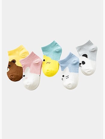 Lot de 5 Chaussettes Têtes Animaux Enfants