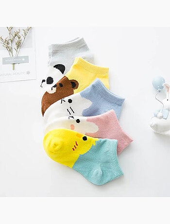 Lot de 5 Chaussettes Têtes Animaux Enfants
