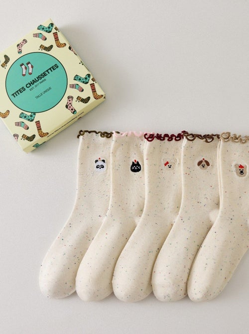 Lot de 5 Chaussettes Têtes Animaux & Volants - Kiabi