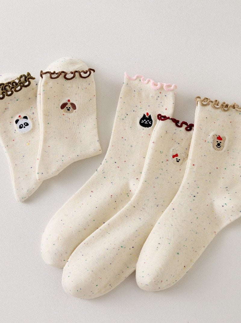 Lot de 5 Chaussettes Têtes Animaux & Volants Beige - Kiabi