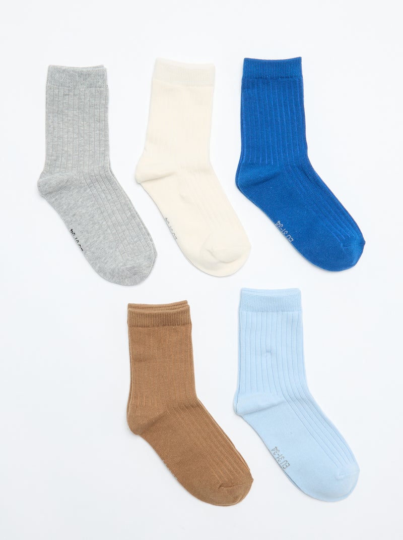 Lot de 5 chaussettes unies Marron - Kiabi