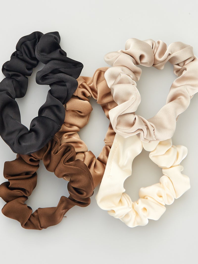 Lot de 5 chouchous satinés Beige/marron - Kiabi