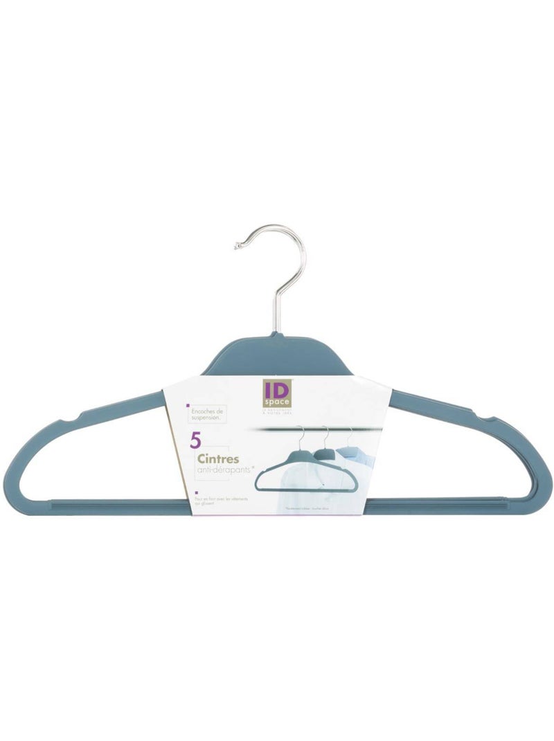 Lot de 5 cintres avec revêtement antidérapant hang'up Bleu - Kiabi