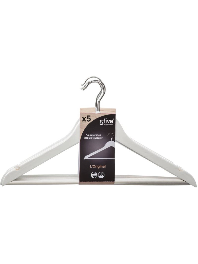 Lot de 5 cintres en bois hang'up Blanc - Kiabi
