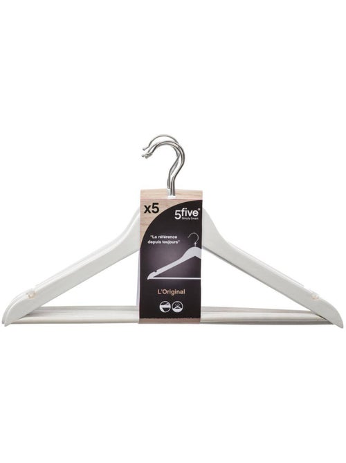 Lot de 5 cintres en bois hang'up - Kiabi Lot de 5 cintres en bois hang'up - Kiabi