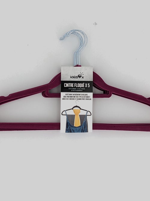 Lot de 5 cintres floqué velours - Kiabi