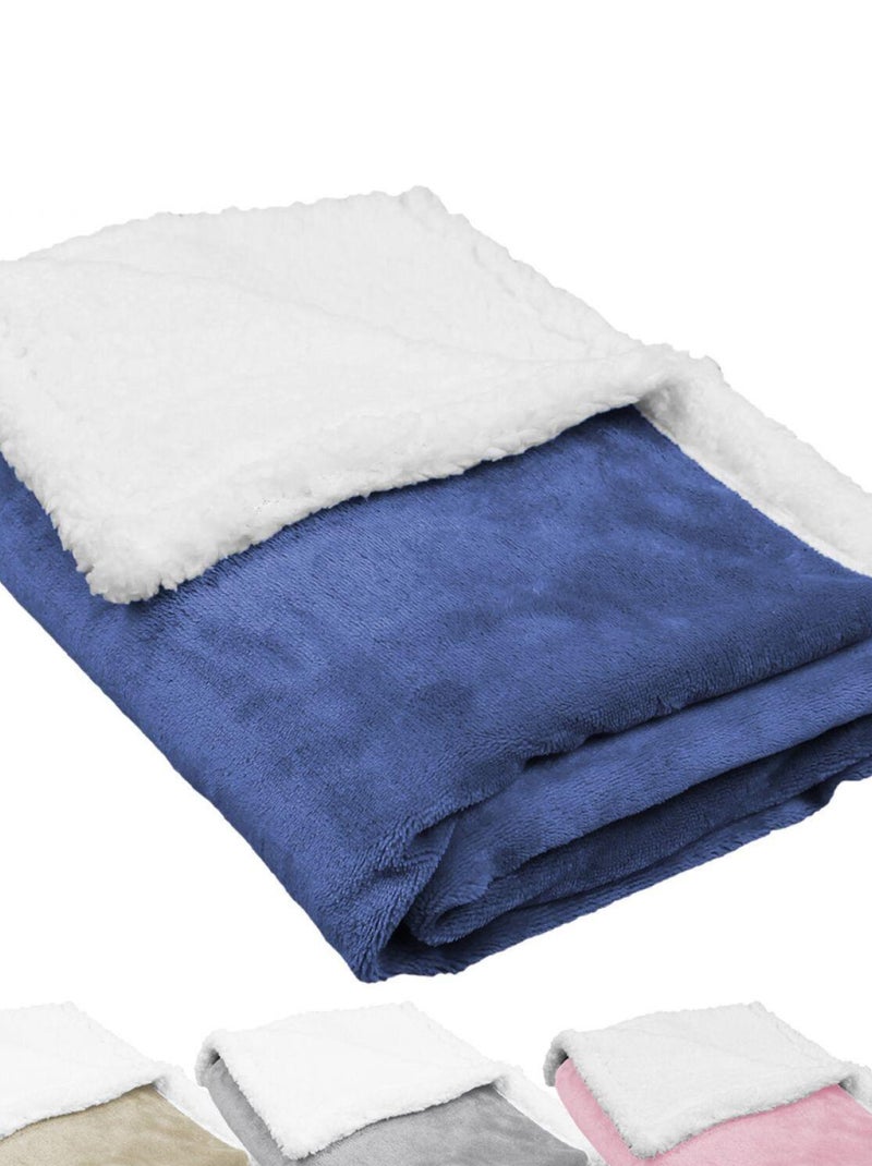 Lot de 5 couvertures, plaids polaires pour bébé en flanelle et sherpa ultra doux - Monsieur Bébé Bleu - Kiabi