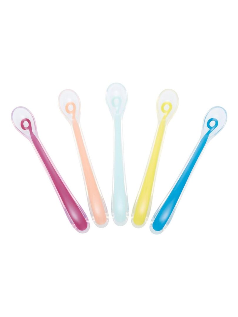 Babymoov Lot De 5 Cuillères En Silicone Souple Pour Bébé 1er Âge - Multicolore