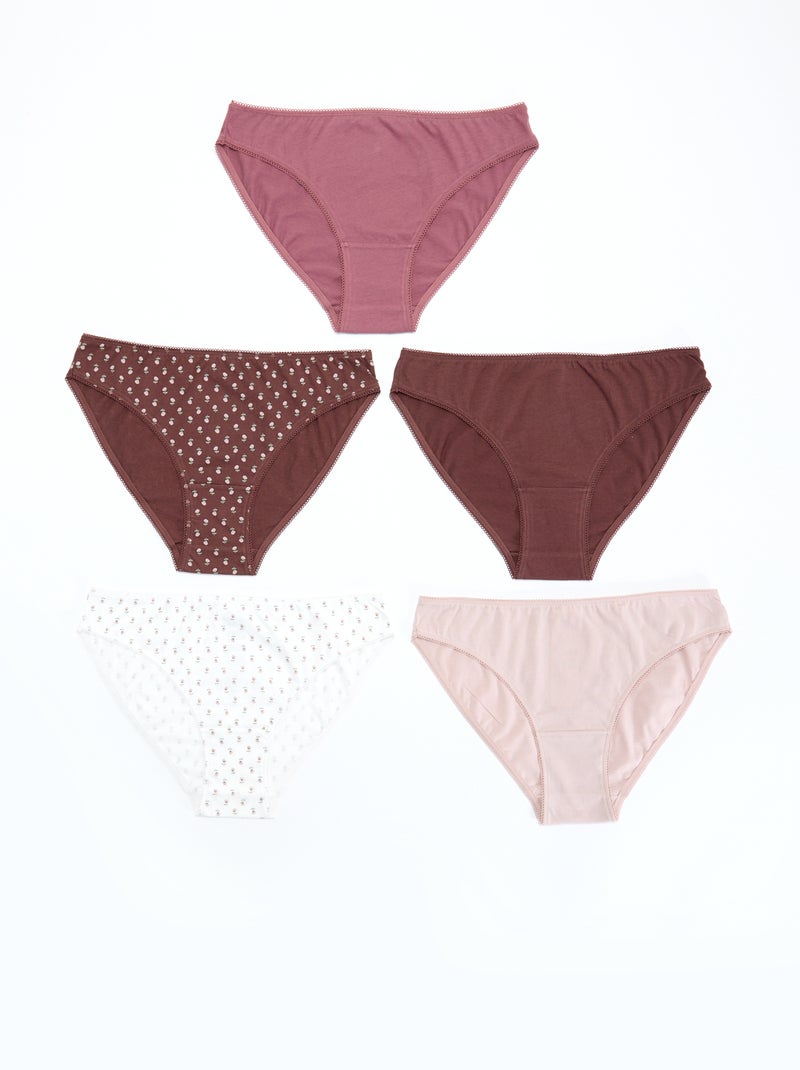 Lot de 5 culottes - unies et imprimées Rouge - Kiabi