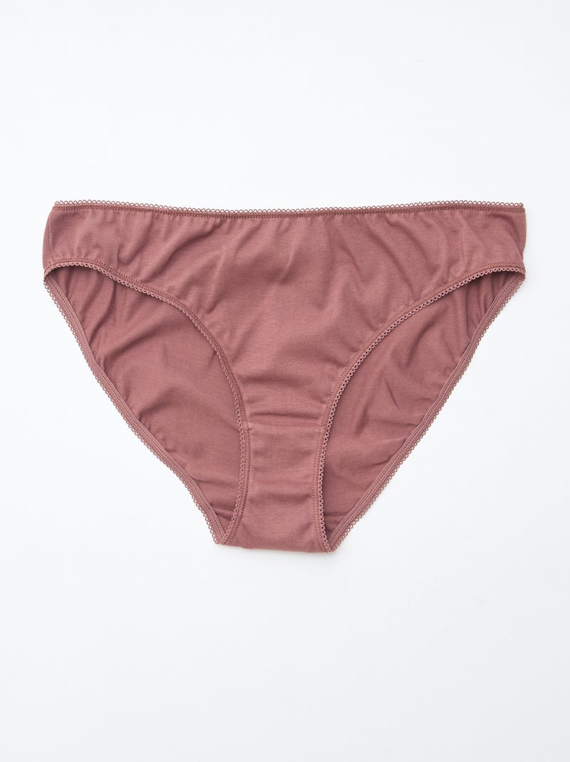 Lot de 5 culottes coton uni Marron - Kiabi