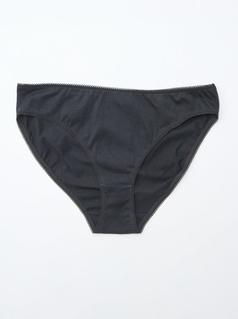 Lot de 5 culottes coton uni Noir - Kiabi