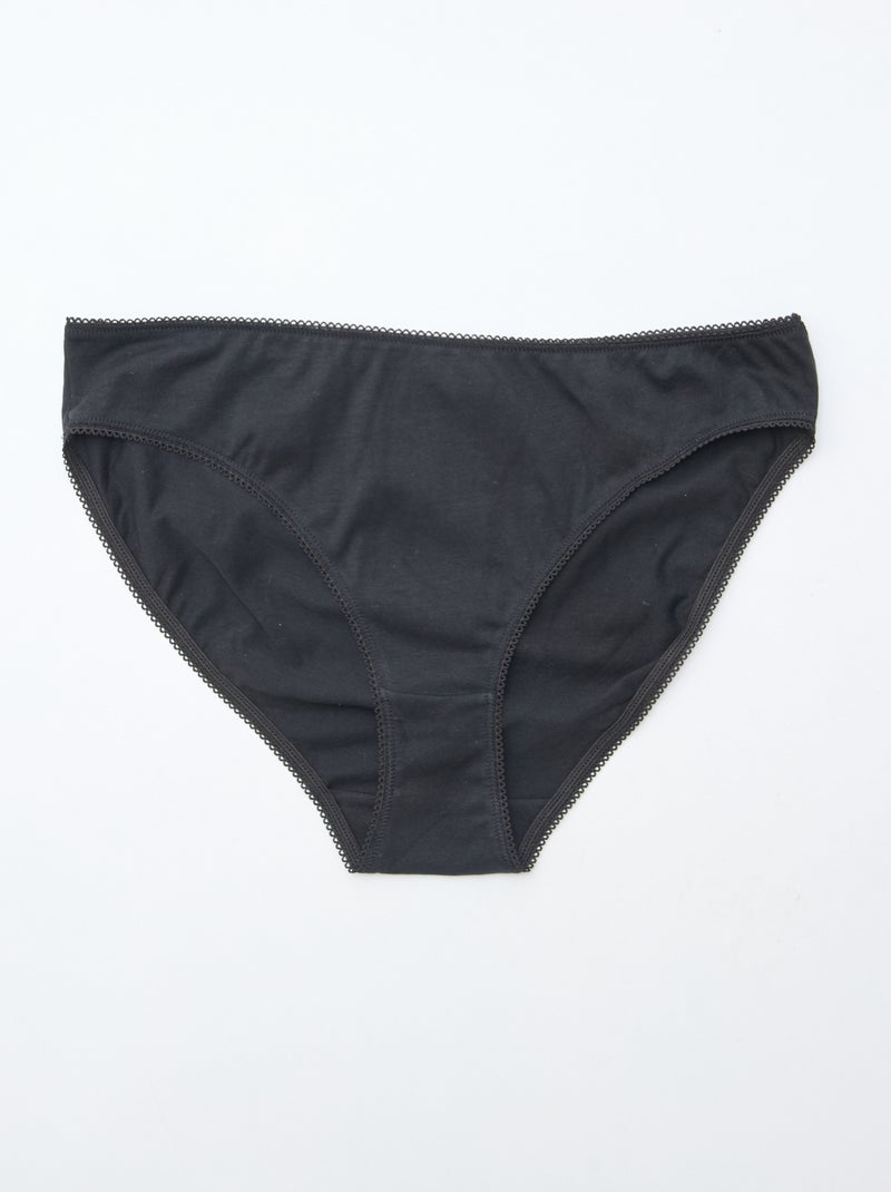 Lot de 5 culottes coton uni Noir - Kiabi