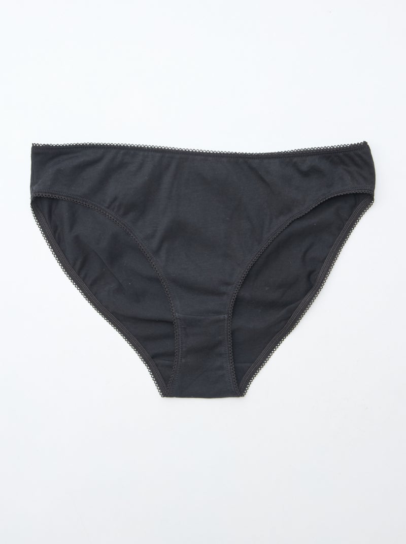 Lot de 5 culottes coton uni Noir - Kiabi