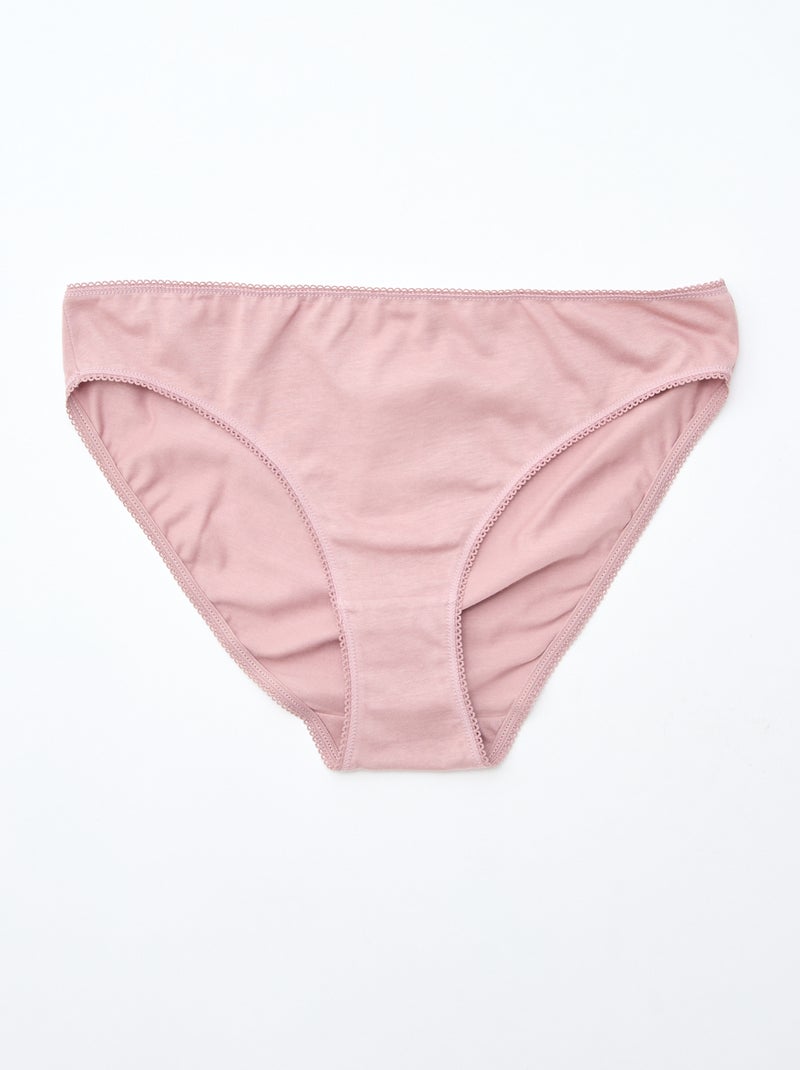 Lot de 5 culottes coton uni Rose - Kiabi