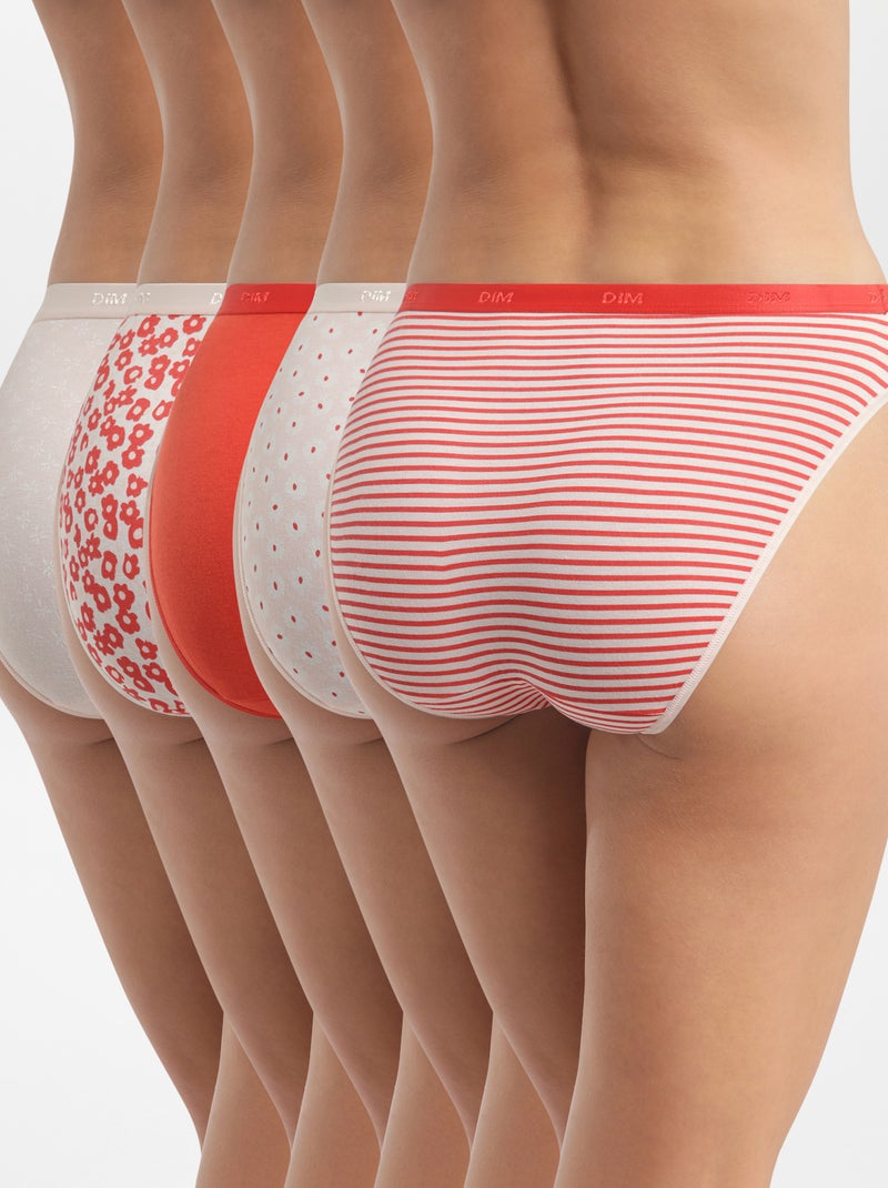 Lot de 5 culottes 'DIM' en coton stretch Rouge - Kiabi