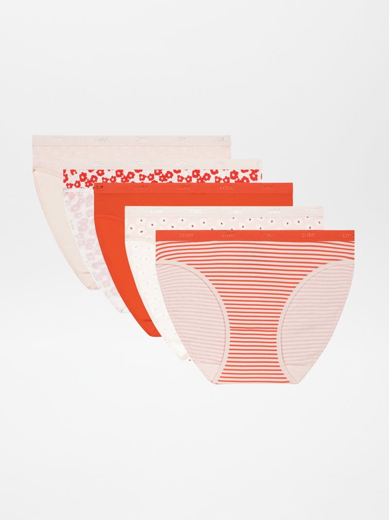 Lot de 5 culottes 'DIM' en coton stretch Rouge - Kiabi