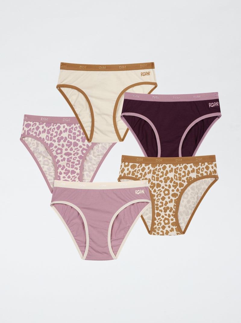 Lot de 5 culottes 'Dim' imprimé Violet - Kiabi