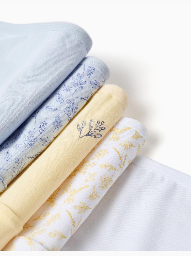 Lot de 5 culottes en coton à imprimés floraux Bleu Jaune - Kiabi