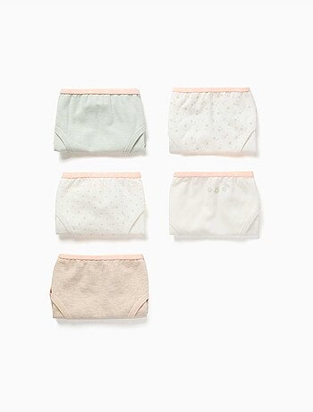 Lot de 5 culottes en coton avec fleurs/pois