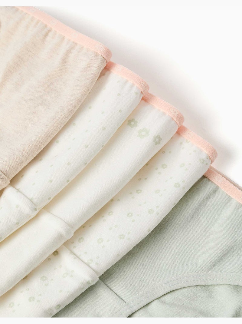 Lot de 5 culottes en coton avec fleurs/pois Rose/Jaune - Kiabi