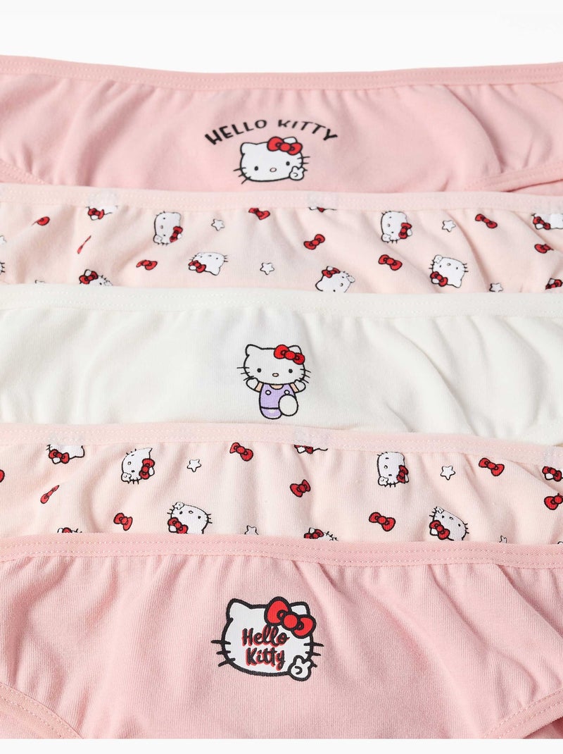 Lot de 5 culottes en coton avec imprimés hello kitty Rose/Blanc - Kiabi