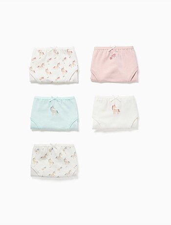 Lot de 5 culottes en coton avec imprimés licornes