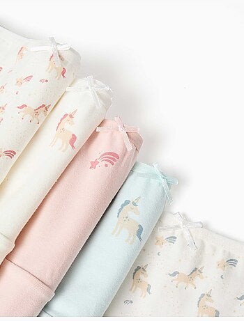 Lot de 5 culottes en coton avec imprimés licornes
