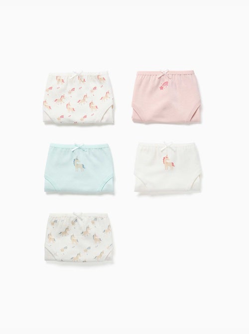 Lot de 5 culottes en coton avec imprimés licornes - Kiabi Lot de 5 culottes en coton avec imprimés licornes - Kiabi
