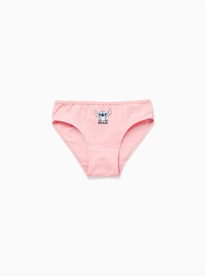 Lot de 5 culottes en coton avec imprimés Stitch Bleu Rose - Kiabi