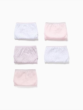 Lot de 5 culottes en coton unies/à fleurs