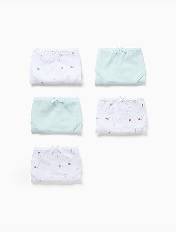 Lot de 5 culottes en coton unies/à fleurs