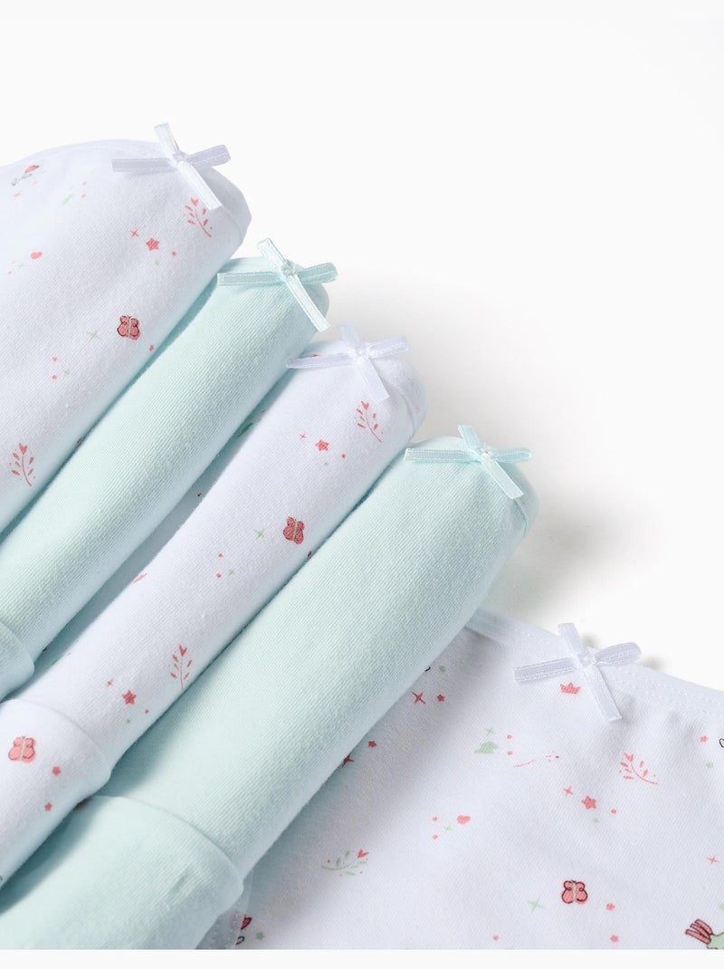 Lot de 5 culottes en coton unies/à fleurs Bleu Blanc - Kiabi