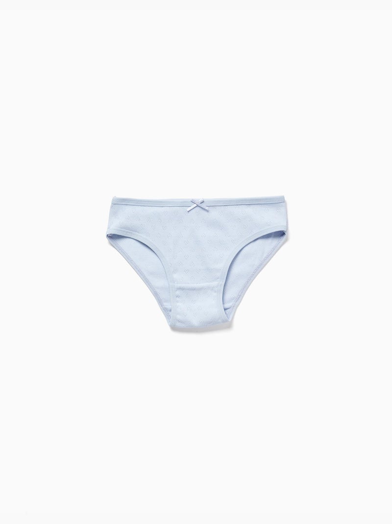 Lot de 5 culottes en coton unies/jacquard Blanc Rose - Kiabi