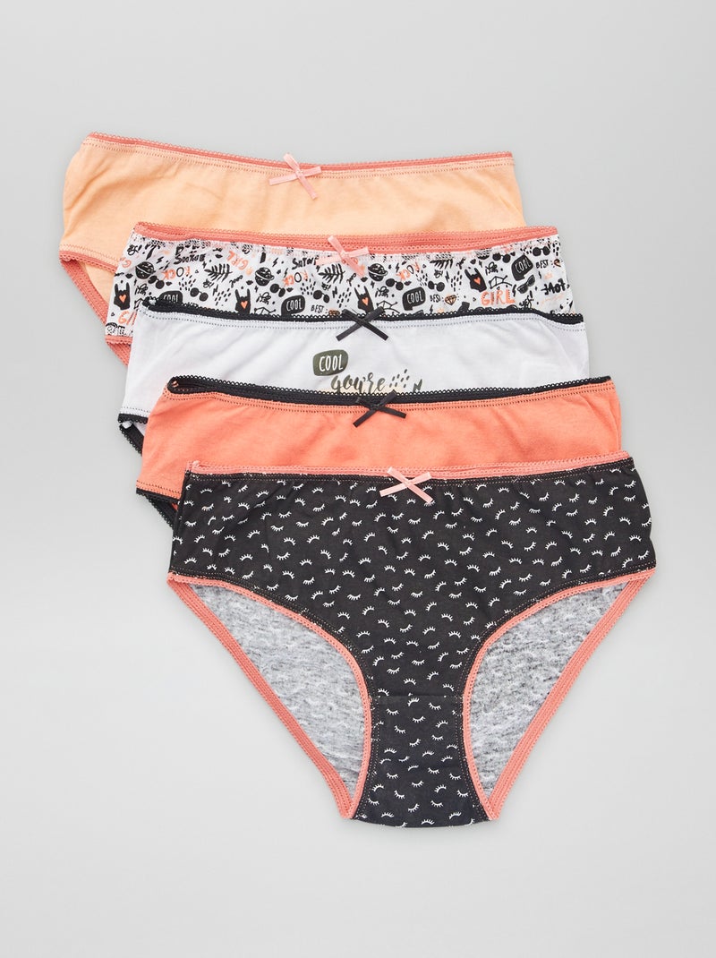 Lot de 5 culottes en maille jersey Corail - Kiabi